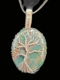 Bloodstone with Silver Tree of Life Wrapped Stone, large