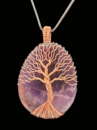 Amethyst with Silver Tree of Life Wrapped Stone, large