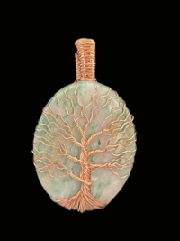 Mariposite with Copper Tree of Life Wrapped Stone, large