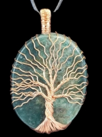 Ocean Jasper with Copper Tree of Life Wrapped Stone, large