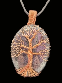 Hematite with Copper Tree of Life Wrapped Stone, large