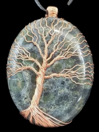 Kambaba Jasper with Copper Tree of Life Wrapped Stone, large