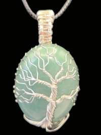 Green Aventurine with Silver Tree of Life, small