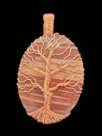 Dolomite with Copper Tree of Life Wrapped Stone, large