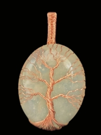 Jadeite with Copper Tree of Life Wrapped Stone, large