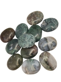 Green Moss Agate Palm Stone