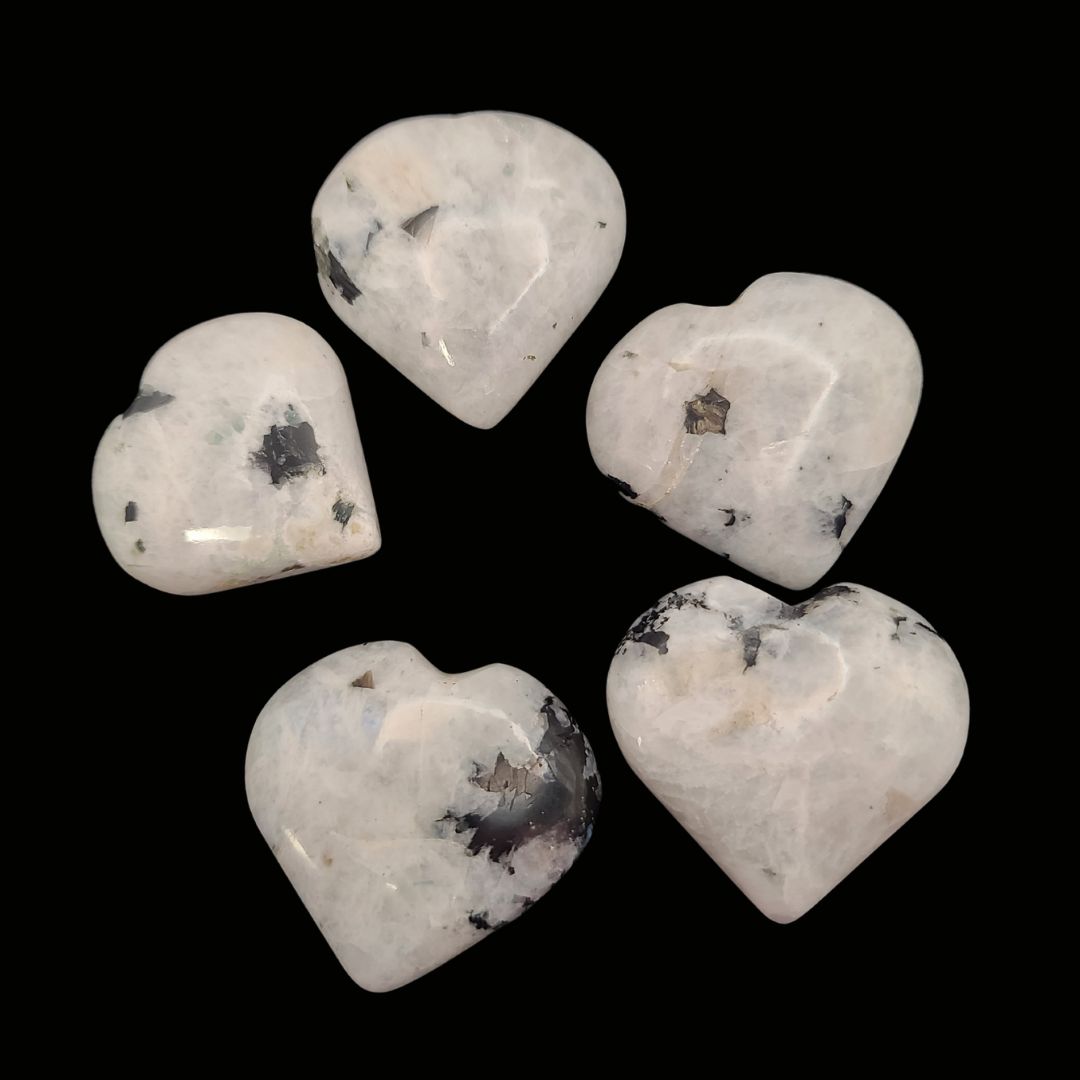 Rainbow Moonstone Crystal Puff Heart